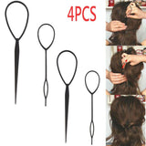 4pcs/setHair Braid Topsy Tail Ponytail Tools Hair Bun Maker Hair Styling Tools Ponytail Creator Plastic Loop Hair Accessories daiiibabyyy