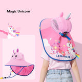 Daiiibabyyy Kids Children Summer UPF 50+ UV Protection Outdoor Beach Sun Hat Boy Girl Swim Cover Flap Cap Adjustable Neck Cover Cartoon Hats