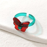 Daiiibabyyy Korean Transparent Acrylic Resin Butterfly Ring for Women Fashion Chic Open Ring Y2K Girls Party Jewelry Friend Gifts