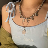 Daiiibabyyy Vintage Exquisite Star Charms Pendant Necklaces Trendy Jewelry Cool Y2k Shiny Crystal Star Chains Choker for Women Party