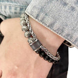 Daiiibabyyy Frosted Natural Stone Tiger Eye Man Bracelet Adjustable Bracelets on Hand Stainless Steel Jewelry Men Gift Free Shipping