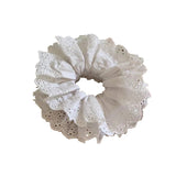 Daiiibabyyy 18CM Cotton Lace Scrunchies Female Hair Bands Elastic Rubber Bands  Pony Tail Back Cute Summer Headwear Women's Hair Accessories