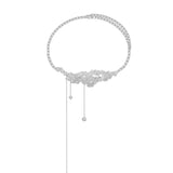 MENGJIQIAO Korean Elegant Exaggerate Clear Resin Beads Necklace For Women Girls Fashion Metal Tassel Choker Wedding Jewelry Gift daiiibabyyy