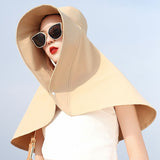 Daiiibabyyy Summer Big Face-covering Sun Hat for Women's Protection Sunshade Bucket Hat Cycling Neck Guard Shawl Ladies Fisherman Hats