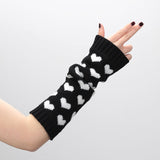 1 Pair Women Gloves Japanese Kawaii Lolita Arm Sleeve Girl Arm Crochet Knitting Gothic Heart Warm Fingerless Warmer Winter Glove daiiibabyyy