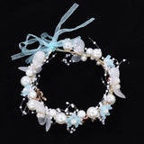 Daiiibabyyy Girls Elegant Bridal Headband Imitated Pearl Vine Hair Headdress Flower Wreath Bride Garland Head Hoop Wedding Headbands