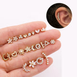 Daiiibabyyy 1PC Mini Cartilage Flat Piercing Ear Stud Earring for Women Crystal Zircon Lobe Tragus Helix Ring Body Jewelry Wholesale KAE269