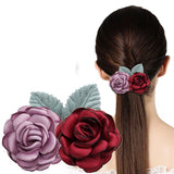 Daiiibabyyy New Solid Fabric Flower Hairpin 3D Floral Hair Clip Spring Clip Bridal Headdress Wedding Hair Accessories Women's Hair Clips
