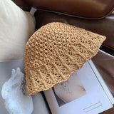 2022 Summer Fashion Straw Fisherman Hat Casual Japanese Bell-shaped Hats Women Crochet Outdoor Foldable Beach Cap Zomer Gorras daiiibabyyy