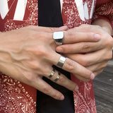 Daiiibabyyy Punk Simple High Polished Ring Set Vintage Men's Finger Rings Fashion Men aesthetic Accessories Party Jewelry anillo hombre
