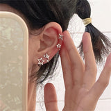 Daiiibabyyy Trend Statement Silver Color Plated Hollow Star Hoop Earring For Women Fashion Vintage Accessories Aesthetic Jewelry Gift