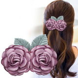Daiiibabyyy New Solid Fabric Flower Hairpin 3D Floral Hair Clip Spring Clip Bridal Headdress Wedding Hair Accessories Women's Hair Clips