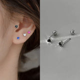 Daiiibabyyy Y2k 2000s Aesthetic Piercing Flat Cute Heart Stud Earring for Women Colorful CZ Cartilage Tragus Body Jewelry Accessories KAE241