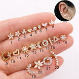 Daiiibabyyy 1PC Mini Cartilage Flat Piercing Ear Stud Earring for Women Crystal Zircon Lobe Tragus Helix Ring Body Jewelry Wholesale KAE269