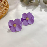 Daiiibabyyy Unique Design Purple Flowers Butterfly Drop Earrings for Women Sweet Fairy Mystery Shiny Crystal Resin Yarn Earring Jewelry