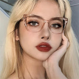 Daiiibabyyy Square Cat Eye Prescription Reading Glasses Women Fashion Anti Blue Light Big Frame Clear Lens Farsightedness Eyewear 0 to +6.0