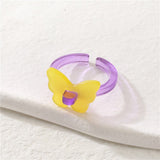 Daiiibabyyy Korean Transparent Acrylic Resin Butterfly Ring for Women Fashion Chic Open Ring Y2K Girls Party Jewelry Friend Gifts
