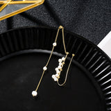2022 New Fashion Imitation Pearl Chain Ear Cuff Cartilage Earrings For Women Elegant Flower Long Tassel Ear Clip Female Jewelry daiiibabyyy