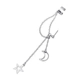 Bohemia Gold Color Chain Moon Star Tassel Earring for Woman Fashion Silver Color Chain Moon Star Ear Clip Young Girl Boy Jewelry