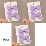 Daiiibabyyy 6pcs Kids Handmade Mini Fabric Ribbon Bows Hairpin Women Girls Child Hair Clip Barrettes Gift Accessories Set Free Shipping
