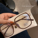 Daiiibabyyy Fashion Unisex Square Plain Glasses for Men Women Metal Frame Glasses for Party Eyeglasses Gentle Exaggeration Frame