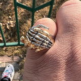 New Punk Ring Grunge Gothic Skeleton Palm Vintage Couple Rings Set for Woman Man Cool Stuff Goth Accessories 2022 Gift Jewelry