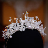Daiiibabyyy Handmade Crystal Beads Pearl Sequins Wedding Headbands Luxury Tiaras Crown Rhinestone Pageant Prom Diadem Women Hair Accessories