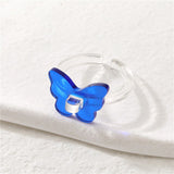 Daiiibabyyy Korean Transparent Acrylic Resin Butterfly Ring for Women Fashion Chic Open Ring Y2K Girls Party Jewelry Friend Gifts