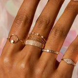 Daiiibabyyy Matching Gold Color Stacking Ring for Women Trend Fashion Delicate Zirconia Zircon Finger Accessories Ring Hip Hop Jewelry R745