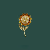 Rhinestone Sunflower Brooches For Women Enamel Daisy Pin Plant Coat Jewelry Fashion Accessories High Quality daiiibabyyy