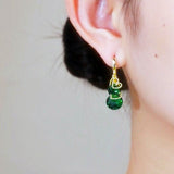 Daiiibabyyy Luxury Green Earrings For Women 2023 New Temperament Shinning Zirconia Party Jewelry Earings Wholesale