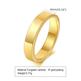 Daiiibabyyy Tungsten Carbide Thick Flat Ring 2mm 4mm 6mm, Gold Plated Stacker Band, Pinky Ring, Thumb Rings,Mid Finger Rings for Men Women