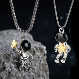 Hip hop Minimalist Lovers Matching Friendship Spaceman Astronaut  Distance Couple Necklace Jewelry Anniversary Gift Wholesale daiiibabyyy