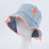 Daiiibabyyy 2022 New Colorful Ripped Denim Fisherman Hat Unisex Fashion Bob Caps Hip Hop Gorros Men Women Panama Warm Windproof Bucket Hats