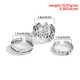 Daiiibabyyy Steampunk Rings Set Flame Heart Opening Gothic Vintage Finger Ring For Women Mens Hip Hop Party Punk Jewelry