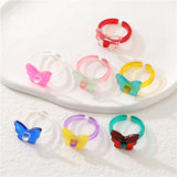 Daiiibabyyy Korean Transparent Acrylic Resin Butterfly Ring for Women Fashion Chic Open Ring Y2K Girls Party Jewelry Friend Gifts