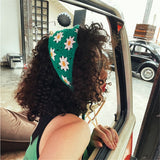 Daiiibabyyy Classic Colorful Daisy Flower Strawberry Knitted Headband for Women Summer Triangle Bandana Turban Hair Accessories Gifts daiiibabyyy