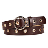 Leather Belts for Women Fashion Jeans Classic Retro Simple Round Buckle Female Pin New Denim Dress Sword Goth Luxury Punk Gothic daiiibabyyy