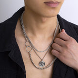 Daiiibabyyy Vintage Portrait Coin Pendant Multi-layer Necklace Man Luxury Long Sweater Chain Hip-hop Personality Men's Accessories