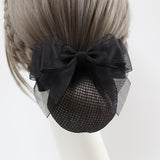 Daiiibabyyy New Ladies Professional Organza Bow Hair Nets Hairgrips Bank Nurse Staff Fine Snood Bun Women Summer Ornament Snap Hairclips