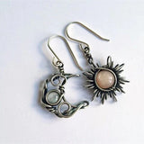 Daiiibabyyy Fashion Bohemia Sun And Moon Earrings Silver Color Round Crystal Drop Earrings Women Female Boho Jewelry Gift For Her