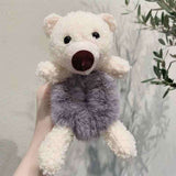 Daiiibabyyy Women Girls Lovely Scrunchies Cute Bear Hair Band Imitation Rabbit Fur Hair Rope Soft Warm Rubber Band Pretty Hair Accessories
