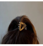 Daiiibabyyy New Fashion Ponytail Hairpins Women Girl Retro Geometric Small Hair Clip Ponytail Fixed Buckle Simple Headdress Hair Accessories