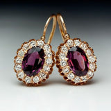 Elegant Gold Color Inlaid Red Zircon Crystal Drop Earrings for Women Trendy Bridal Engagement Wedding Dangle Earrings Jewelry daiiibabyyy