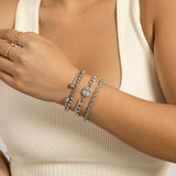Daiiibabyyy IngeSight.Z Multilayer Crystal Rhinestone Bracelet Bangles for Women Punk Cuban Tennis Chain Heart Beaded Bracelets Set Jewelry