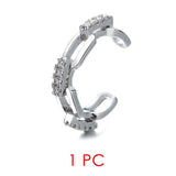 Daiiibabyyy Shiny Crystal Ear Cuff Earring For Women Chic Simple Zirconia Gold Color Fake Piercing Cuban Link Chain Cartilage Earing Jewelry