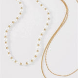 Daiiibabyyy Vintage Punk Artificial Pearl Gold Color Bead Necklace For Women Female Fashion Boho Multilevel Geometry Chain Set Jewelry Gfit