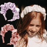 Daiiibabyyy Large Intestine Ruched Headband for Women Bezel Wild Imitation Silk Solid Color Satin Wrinkled Headband Bandana Simple Hair Hoop
