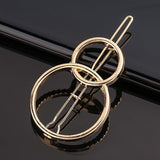 Daiiibabyyy New Women Metal Geometric Hair Clip Round Triangle Moon Barrettes Hairclip Bangs Hair Claws for Lady Girl Hair Accessories Gifts
