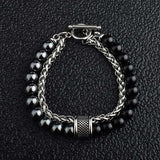 Daiiibabyyy Frosted Natural Stone Tiger Eye Man Bracelet Adjustable Bracelets on Hand Stainless Steel Jewelry Men Gift Free Shipping